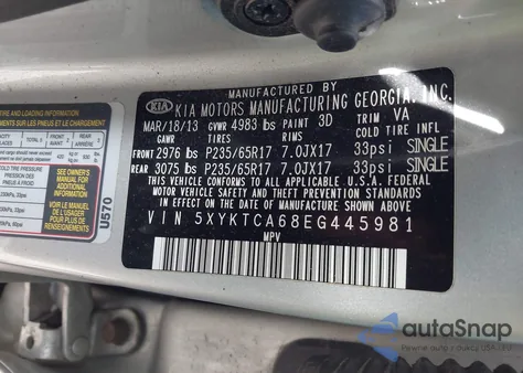 2014 Kia Sorento Lx from USA, damaged, VIN 5XYKTCA68EG445981